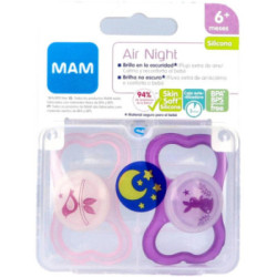 Chupete Silicona Mam Air Night R 6+ M Pack Doble